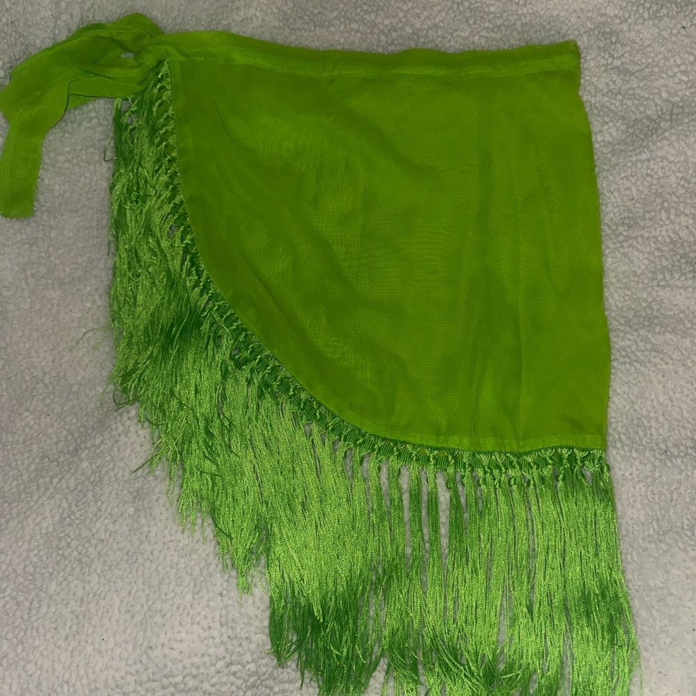 Side Tie Fringe Beach Cover Up Skirt
